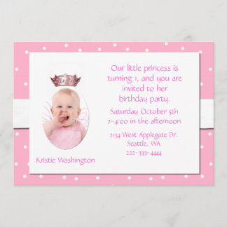 Pink and White Girl's Birthday Party Invitation