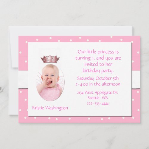 Pink and White Girl's Birthday Party Invitation
