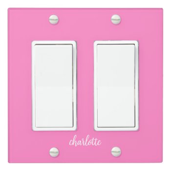 Pink And White Girly Calligraphy Script Light Switch Cover by pinkgifts4you at Zazzle