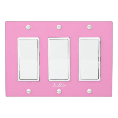 Pink and White Girly Calligraphy Script Light Switch Cover