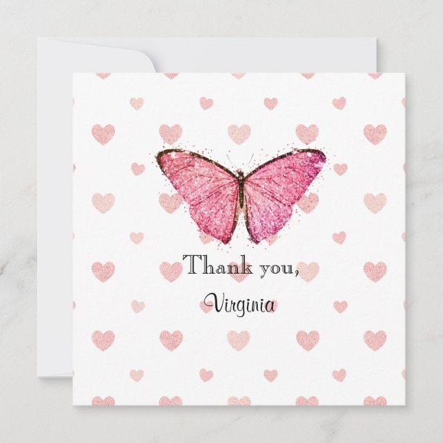 Pink and White Glitter Butterfly Template (Front)