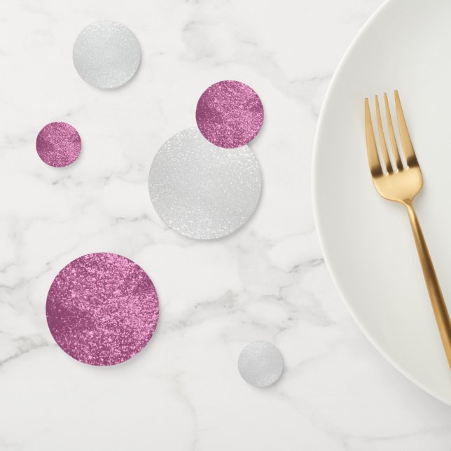 Pink and White Glitter Confetti (Group)