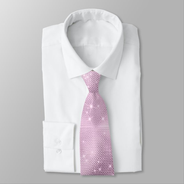 Pink and White Glitter Neck Tie (Tied)