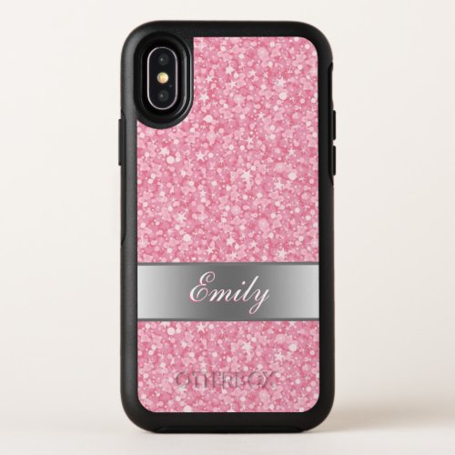 Pink And White Glitter Pattern OtterBox Symmetry iPhone X Case