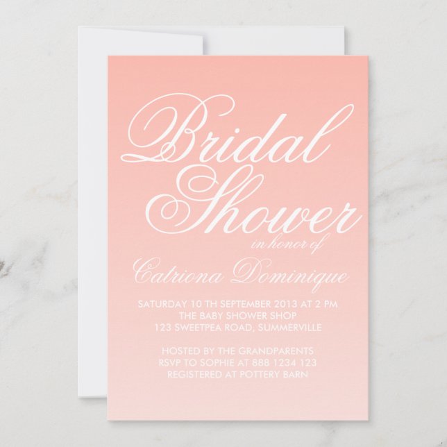 Pink and White Gradient Bridal Shower Invitation (Front)