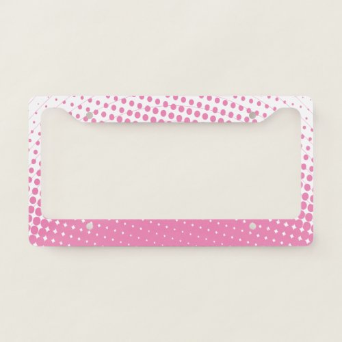 Pink And White Gradient Polka Dot Pattern License Plate Frame