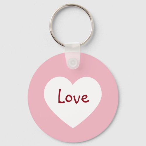 Pink and White Heart Love Valentines Day Keychain