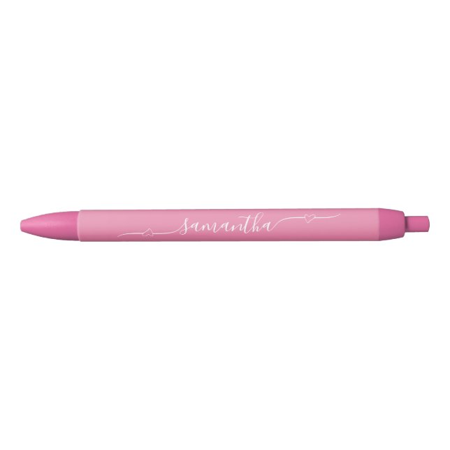 Pink and White Heart Swash Signature Name Pen (Front)