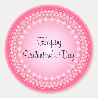Pink and white hearts and dots classic round sticker