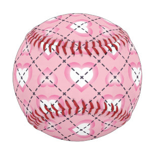 Pink and White Hearts Argyle Baseball