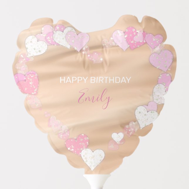 Pink And White Hearts Balloon (Front)