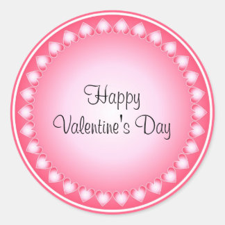 Pink and white hearts classic round sticker