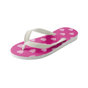 Pink and white Hearts Kid's Flip Flops