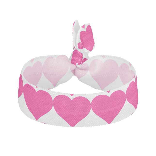 Pink and White Hearts Pattern Hair Tie (Front)