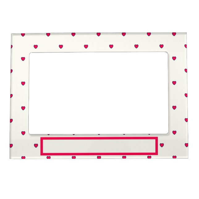 Pink and White Hearts Pattern Magnetic Frame (Front)
