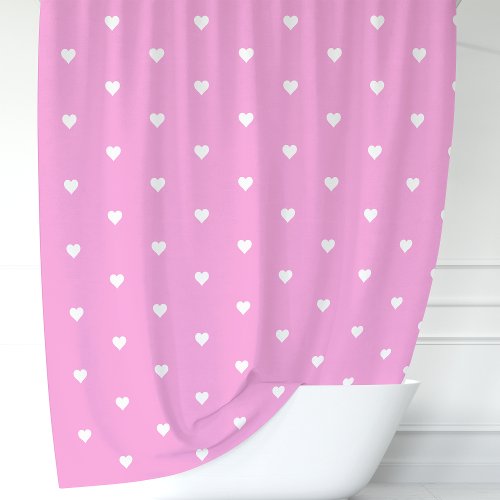 Pink And White Hearts Shower Curtain