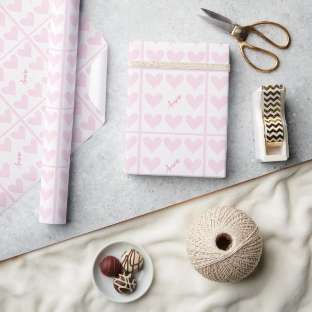 Pink and White Hearts Wrapping Paper (Crafts)