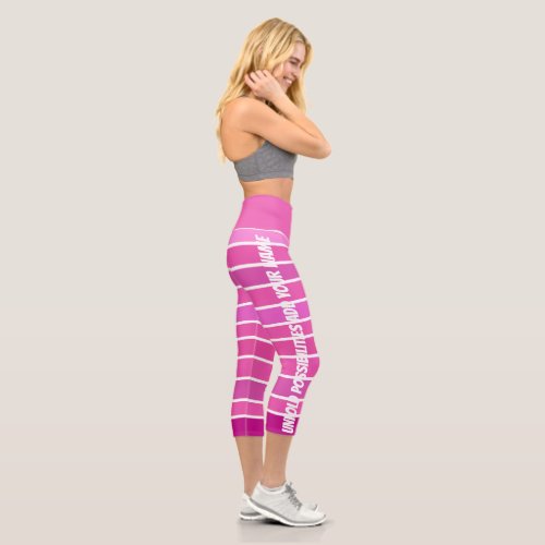 Pink and White High Waisted Yoga Capris XS 0_2 Capri Leggings