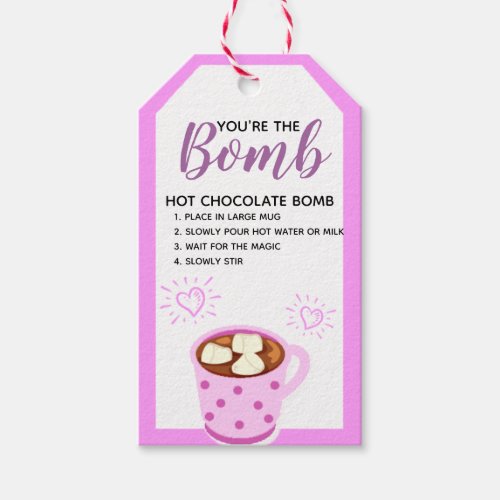 Pink and White Hot Cocoa Bomb Tag