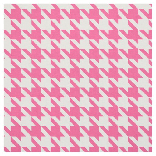 Pink and White Houndstooth Check Fabric