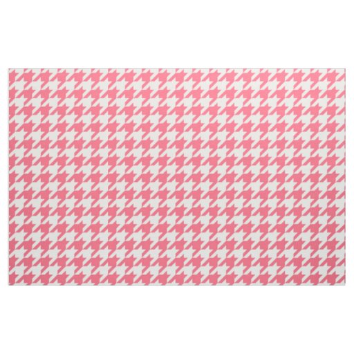 Pink and White Houndstooth Fabric Zazzle