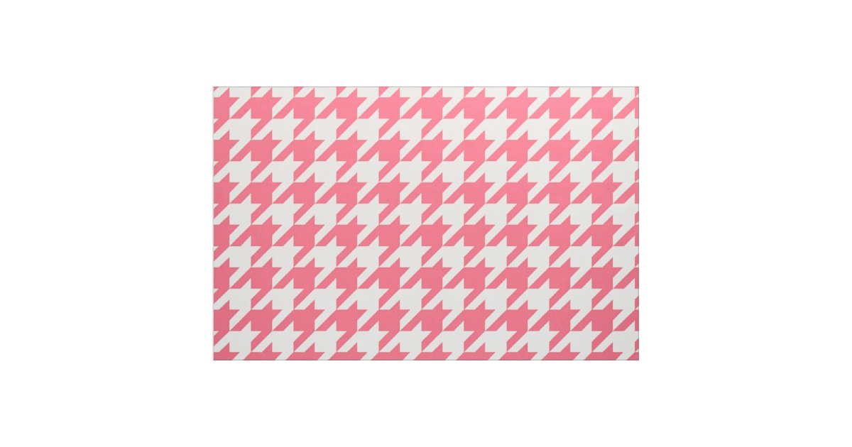 Pink and White Houndstooth Fabric Zazzle