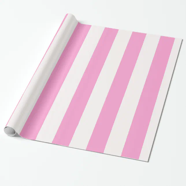 Pink and White Huge Stripe Pattern Wrapping Paper | Zazzle