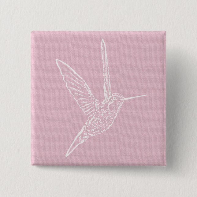 Pink and White Hummingbird Button (Front)