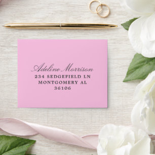 Pink and White Hydrangea Wedding RSVP Reply Envelope