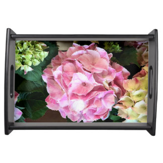 Pink and White Hydrangeas Serving Tray