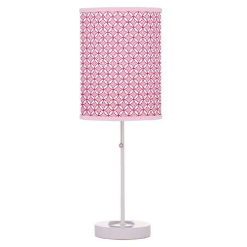 Pink and white interlocking circles petals diamond table lamp