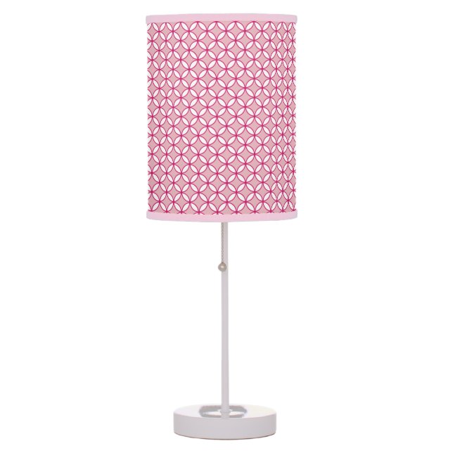 Pink and white interlocking circles petals diamond table lamp (Front)