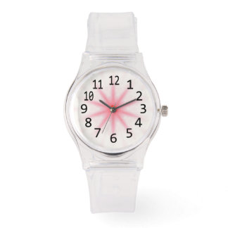 Pink and White Kaleidoscope Pattern Numbers Watch
