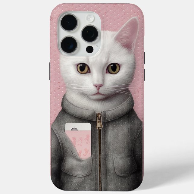 Pink and White Kitty Cat with Phone Case-Mate iPhone Case (Back)