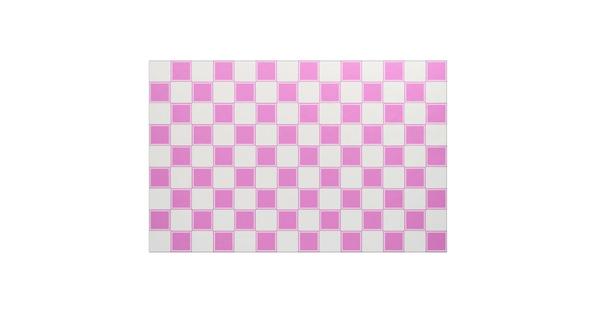 Pink And White Large Checkered Fabric Zazzle