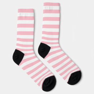 Pink and White Large Horizontal Stripes Socks