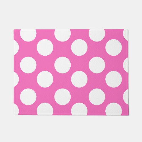 Pink and White Large Polka Dot Doormat