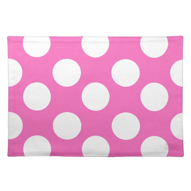 Pink and White Large Polka Dot Placemat (Front)