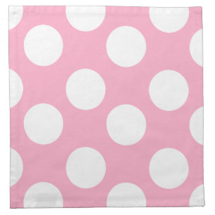 Pink and White Large Polka Dot Print Cloth Napkins