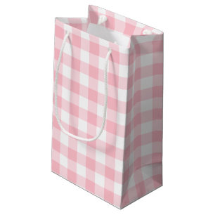 Pink and White Large Size Gingham Checks Small Gift Bag