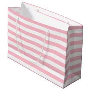 Pink and White Large Size Horizontal Stripes Gift Bag