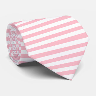 Pink and White Large Size Horizontal Stripes Neck Tie