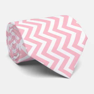 Pink and White Large Size Vertical Chevron Neck Tie