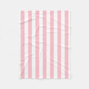 Pink and White Large Size Vertical Stripes Fleece Blanket