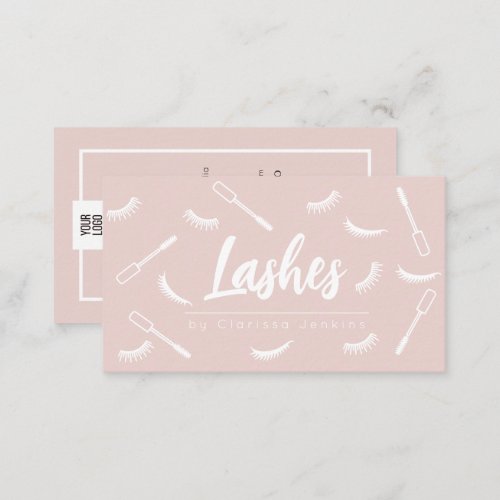 Pink and white Lashes Eyelash Extensions makeup Business Card