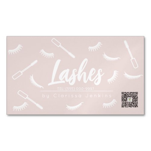 Pink and white Lashes Eyelash Extensions makeup Business Card Magnet