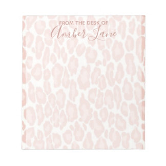 Pink and White Leopard Print With Name Notepad