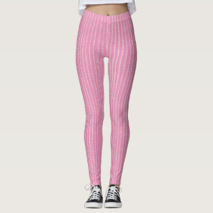 Pink and White, Light Pink Pin Stripes Leggings