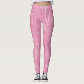 Pink and White, Light Pink Pin Stripes Leggings