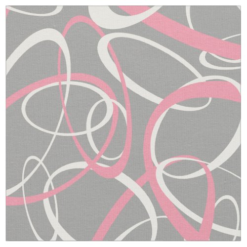 pink and white loops on gray geometric pattern fabric